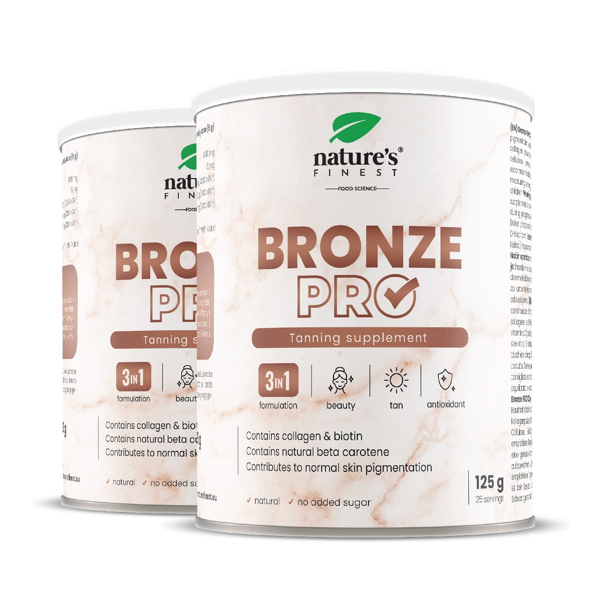 Bronze Pro 1+1 , Natuurlijke Drank Voor Een Verbeterde Bruining , Koper, Collageen, Vitaminen , Geen Capsules , 250g
