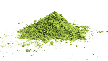 Matcha groene theebladeren in poedervorm